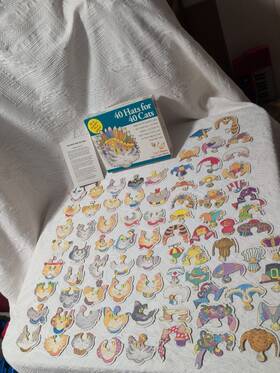 Great American Puzzle Factory 010563001222 Vtg Rare 40 Hats For Cats Game 100% Complete 122 Read Description