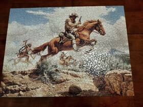 Great American Puzzle Factory 010563080012 Frank Mccarthy Western Pony Express Over 1000 Pc Complete