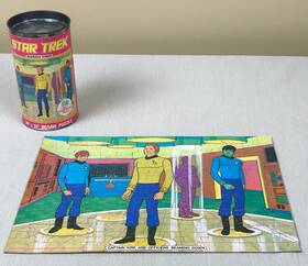 495-04 Hg Toys 1974 Star Trek Beaming Down 10 X 14 Jigsaw Puzzle In A Can Complete Nice