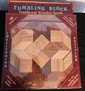 Homes Country Products 738595120017 Vintage Traditional Brain Teaser Wooden Tumbling Block Puzzle 36 Puzzles In 1