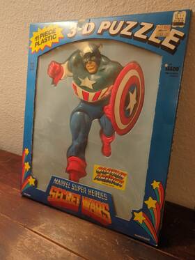 Illco Toys 045782200200 Marvel Super Heroes Secret Wars Captain America 11 Piece 3-d Puzzle - 1985