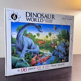 Instructional Fair 780742405974 Vtg 1997 Dinosaur World Jurassic Period 96 Piece Giant Jigsaw Puzzle
