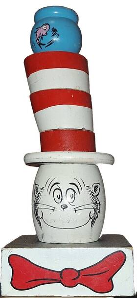 Jack Rabbit Creations 792476902000 Vtg Inch Cat In The Hat Stacking Wood Toy Dr. Seuss Made 2000
