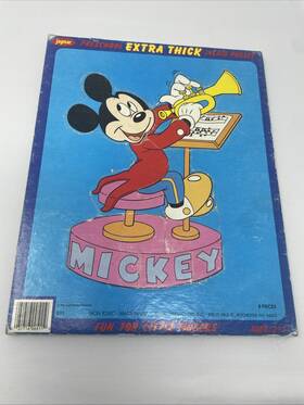 Jaymar 031716005119 Vintage 90s Mickey Mouse Tray Puzzle Extra Thick 8 Pc Music Trumpet Band