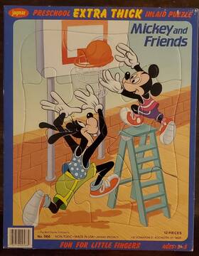 Jaymar 031716035116 Mickey Mouse And Goofy Basketball Vintage Puzzle Frame-tray 9 X 12 Disney