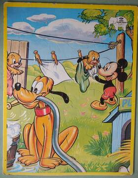 1650 Jaymar Disney Jumbo Puzzle Pluto Mickey 22 Inch X 17 Vintage 1960s