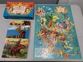 Jaymar Specialty Company 3048 Vintage Pictorial Map Jigsaw Puzzle Of North America Complete 20 Inch X 28