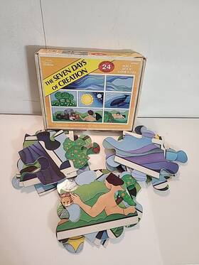 Judy Instructo 089863360650 1990 Seven Days Of Creation 24 Piece Floor Puzzle Rare Oop 24x36 Inch