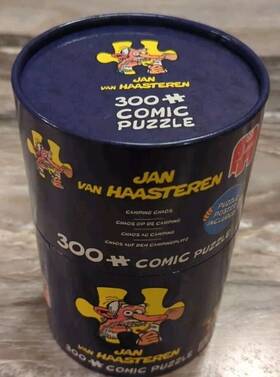 Jumbo 710126190333 Jan Van Haasteren Camping Chaos Round Can 300 Piece Jigsaw Puzzle Complete