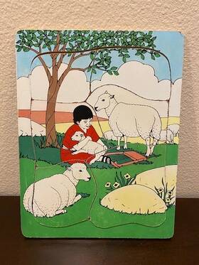 Lifeway 780633019860 Vtg Religious Bible Wooden Puzzle David And The Sheep 1 Samuel Jesus