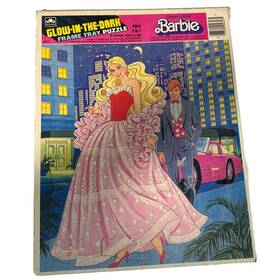 Mattel 033500046575 Barbie Glow In The Dark Tray Puzzle 1986 Dream W Ken