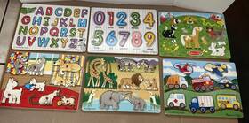 Melissa & Doug 000772032728 Six And Peg Puzzles Used