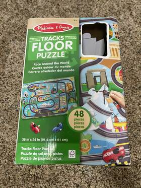Melissa & Doug 000772310093 And Race Around The World Tracks Cardboard Jigsaw Floor Puzzle 48 Pcs