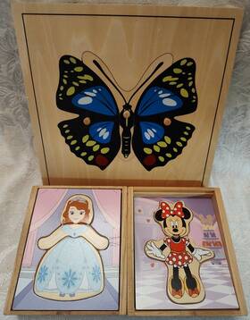 Melissa & Doug Disney 000772057936 Sofia The First Minnie Mouse Dress Up Butterfly Wooden Puzzles Set Of 3