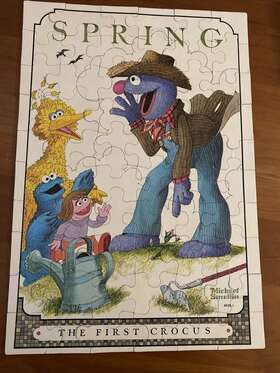 Milton Bradley 032244040382 Muppets Vintage Mb Puzzle Spring The First Crocus Grover On Farm Used 60 Pcs