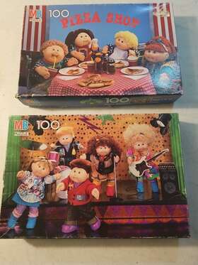 Milton Bradley 032244040702 Vintage Cabbage Patch 100 Piece Jigsaw Puzzle 1990 Lot Of 2. Complete