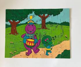 Milton Bradley 032244043666 Vintage 1993 Barney Floor Puzzle 35 Pieces Complete 17 X 22 Age 4-6