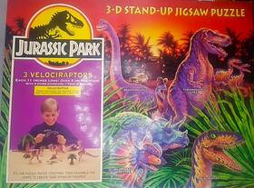 Milton Bradley 032244043673 Jurassic Park 3d Stand Up Jigsaw Puzzle Velociraptors Vintage 1992