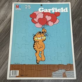 Milton Bradley 032244044793 Vintage 1978 Garfield Mb Tray Puzzle 25 Pcs Valentines Balloons