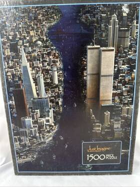 Milton Bradley 032244045615 Nyc East Meets West Puzzle 1500pc 1985 Mb Just Imagine Twin Towers 9/11 Complete