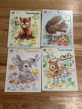 Milton Bradley 032244047640 Vintage 1987 Forest Friends Deer Squirrel Fox Rabbit Puzzle 25 P
