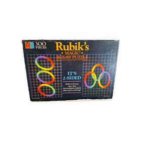 Milton Bradley 032244047732 Vtg Rubik S 2 Sided Jigsaw Puzzle Game Cube Geometric 300 Piece