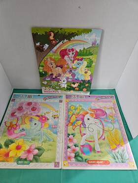 Milton Bradley 032244048715 3 Vintage 1997 My Little Pony Sundance Light Heart 25 Piece Tray Puzzles