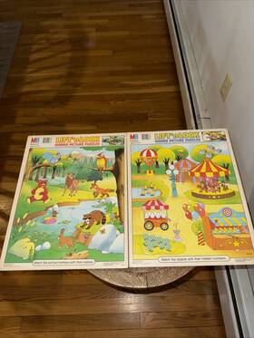 Milton Bradley 032244049637 Vtg 2 1988 Circus Lift N Look Colors And Numbers