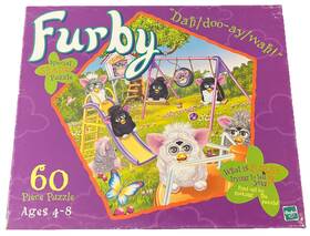 Milton Bradley 076930412435 Vintage 1999 Furby Playground 60 Pc Puzzle Mb Hasbro Pentagon Shape Complete