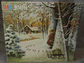 4679-12 Milton Bradley Cardinal Christmas Charles Wysocki Cottage Snow Serenade 1000 Piece Puzzle