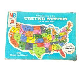 Milton Bradley 4806 Vtg Mb 2-sided United States Map Puzzle With Alaska And Hawaii