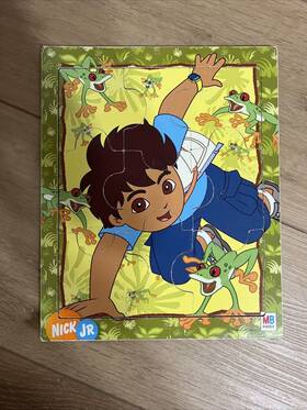 Milton Bradley 653569232223 2007 Nick Jr. Go Diego With Frogs Wood Puzzle Woodboard 9 Pcs