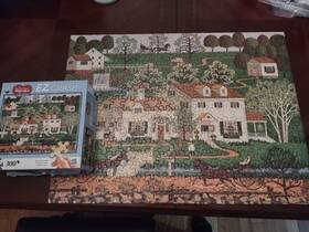 Milton Bradley 653569466222 Inch Gingernut Valley Rare Charles Wysocki 300 Pc Americana Puzzle Easy Grasp 100%