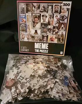 Milton Bradley 778988162330 Meme The Puzzle - 300 Piece 18 Inch X 24 Used Checked Jigsaw Funny