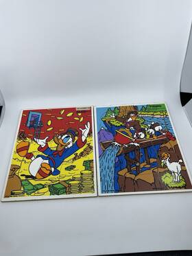 Playskool 032245001948 Puzzles Woodboard Disney Duck Tales Scrooge 1986 Usa Hasbro Used