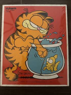 Playskool 032245002501 Vintage Garfield Fishbowl Woodboard Wooden Puzzle 1982 New Sealed