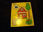 186-01 Playskool Wooden Pieces 5 Puzzle Vgc House Vintage