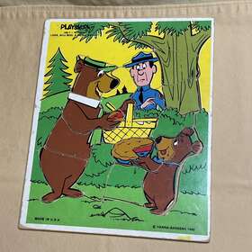340-7 Playskool Wood Tray Puzzle #340-7 Look Boo A Picnic Basket 16 Pieces 1980