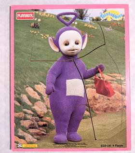 Playskool 629-06 Teletubbies Tinky Winky 4-pc Wooden Tray Puzzle Vintage 1998