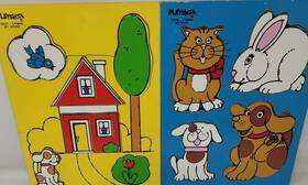 Playskool 832965009855 Vintage Puzzle Lot My House 5 Pc Pets 4 Educational Animals Home