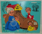 185-15 - Playskool The Puzzle Piece Woman 16 Vintage Wooden Shoe