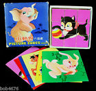 Puzzle Picture Animals Early Cubes 1970s Game 6 Sheets Wood