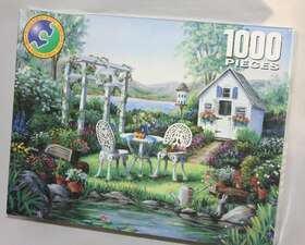 Puzzle World 788958700455 Brand Vintage 1000 Pc Sealed Country Garden Flowers House Landscape