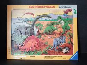 Ravensburger 005556066346 Vintage 1988 Kids Floor Puzzle Dinosaurs 34 Pieces