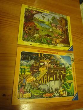 Ravensburger 005556066360 2 See Inside Tray Puzzles #6 Noahs Ark And #0 Where Animals Live