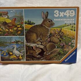 Ravensburger 005556092123 Vintage Inch Tierkinder Animal Children 3x49 Puzzle Otto Maier Verlag