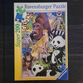 Ravensburger 005556126958 Vtg Super 200 Piece Puzzle Animal Wildlife Animals Panda Tiger