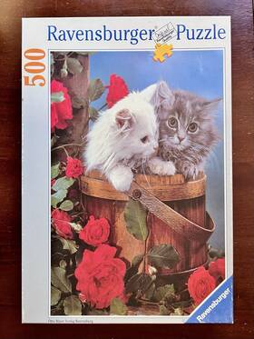 Ravensburger 005556142958 Vintage Puzzle 500pc Kittens With Roses 1992 14 Inch X19 #142958