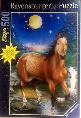 Ravensburger 005556149100 Refreshment In Moonlight Horse Star Line Artbox 500pc 14x19 Puzzle