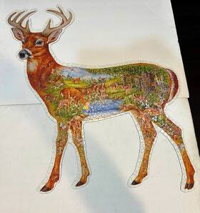 Ravensburger 666273813497 White Tailed Deer Shaped Puzzle 2004 - 1000 Piece Jigsaw Complete